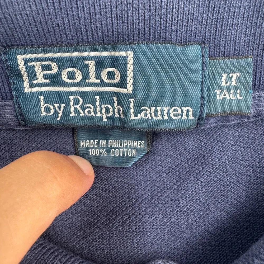 Polo Ralph Lauren Mens LT Tall Navy Blue Short Sleeve Pique Polo Shirt Red Pony